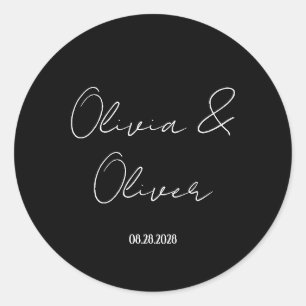 Elegante Schwarze Krawatte Hochzeit Runder Aufkleber