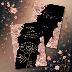elegante Schwarze Krawatte Rose Goldene Hochzeit Folieneinladung