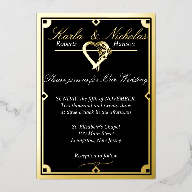 Elegante Schwarze Kunst, Dichtung und Musik Folieneinladung (Vorderseite)