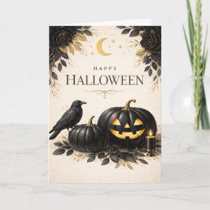 Elegante schwarze Kürbisse Gothic Halloween Karte