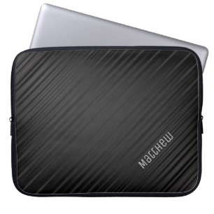 Elegante Schwarze Linien mit Individuelle Name Laptopschutzhülle