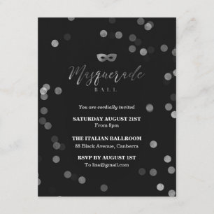 Elegante schwarze Maskenball-Party Einladung