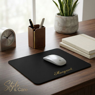 Elegante schwarze Mauspad mit Ihrem Namen