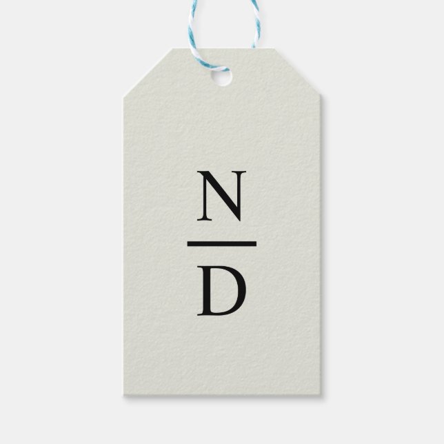 Elegante Schwarze Minimalistische Monogramm-Initia Geschenkanhänger (Vorderseite)