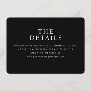 Elegante schwarze minimalistisches Hochzeitswebsit Begleitkarte