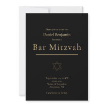 Elegante schwarze moderne Bar-Mizwa in Gold