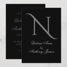 Elegante Schwarze Monogramm erste Hochzeit