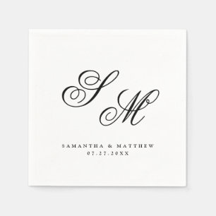 Elegante Schwarze Monogramm-Initialen formale Hoch Serviette