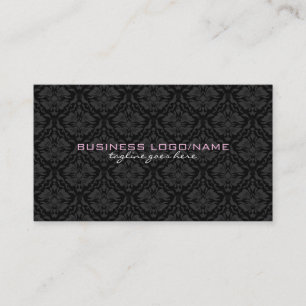 Elegante schwarze Monotone Vintage-Blumendamasken Visitenkarte