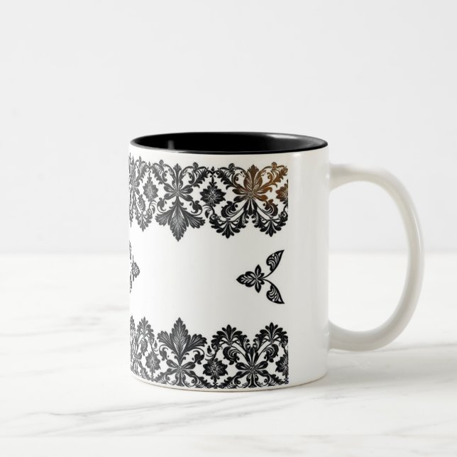 Elegante Schwarze Muster Keramik Tasse - Stilvoll  (Rechts)