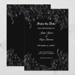 Elegante schwarze Orchidee-Gotische Hochzeit - Ret Ankündigung