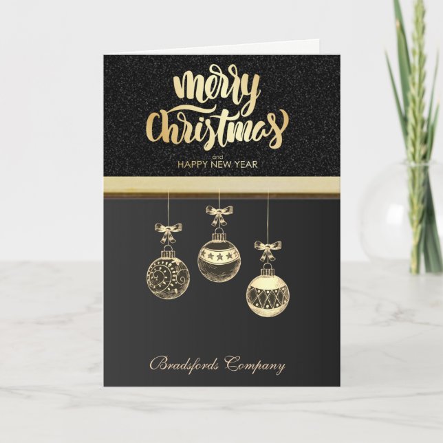 Elegante Schwarze Ornamente, Balls Weihnachten Cor (Vorderseite)