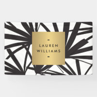 Elegante schwarze Palm Fronds mit Gold-Namplate-Lo