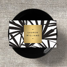 Elegante schwarze Palm Fronds mit Gold-Namplate-Lo