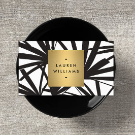 Elegante schwarze Palm Fronds mit Gold-Namplate-Lo Visitenkarte