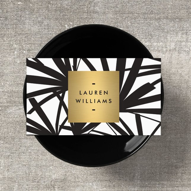 Elegante schwarze Palm Fronds mit Gold-Namplate-Lo Visitenkarte (Von Creator hochgeladen)
