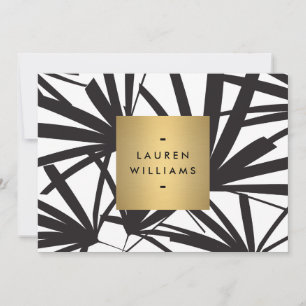 Elegante schwarze Palmwedel mit goldener Namens-No Mitteilungskarte