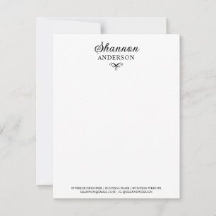 Elegante schwarze personalisierte Kalligrafie-Name Mitteilungskarte