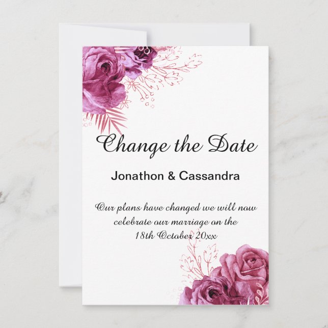 ELEGANTE SCHWARZE PINK-FLORALGRENZE ÄNDERN DAS DAT (Vorderseite)