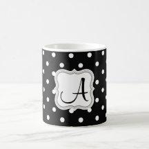 Elegante schwarze Polka-Punkte mit Monogramm Anfan
