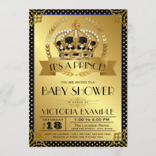 Elegante schwarze Prinz-Baby-Shower-Einladungen mi Einladung