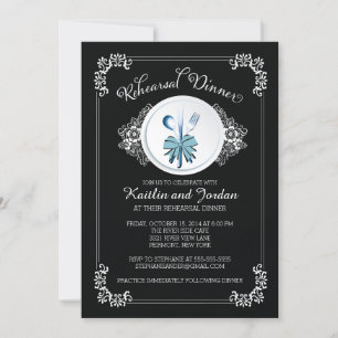 Elegante schwarze Probe-Dinnerparty-Einladung Einladung