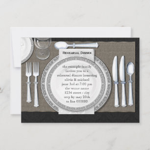 Elegante schwarze Proben-Abendessen-Einladungen Einladung