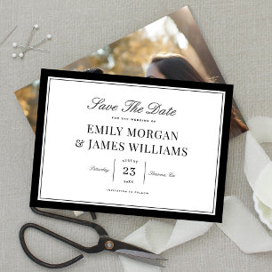 Elegante schwarze Rand Vintage-Typ Foto-Hochzeit Save The Date