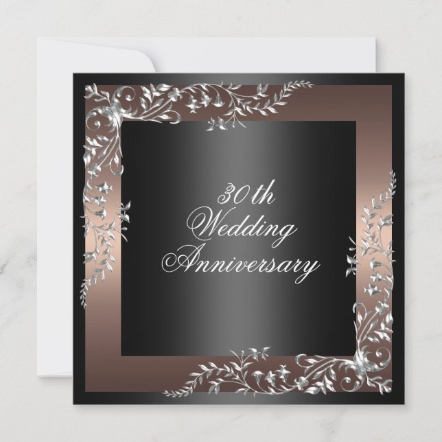 Elegante schwarze/rosa Hochzeitstag Einladung (Vorderseite)