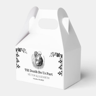 Elegante Schwarze Rose "bis zum Tod" Skelett Hochz Geschenkschachtel