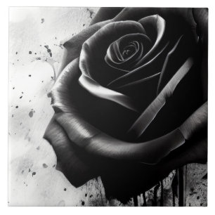 Elegante Schwarze Rose Fliese