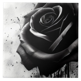 Elegante Schwarze Rose Fliese