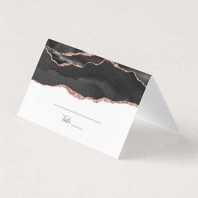 Elegante Schwarze Rose Gold Glitzer Klettfalte Pla (Vorderseite)