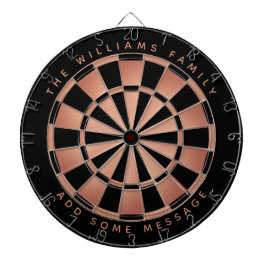 Elegante Schwarze Rose Gold Rosa Individuelle Name Dartscheibe