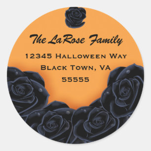 Elegante Schwarze Rose Runder Aufkleber