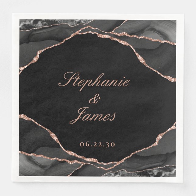 Elegante Schwarze Rose Serviette (Vorderseite)