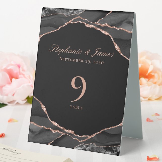 Elegante Schwarze Rose Tischaufsteller (In Situ (Hochzeit))