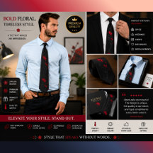 Elegante schwarze rote Blumenkrawatte | Gotische b