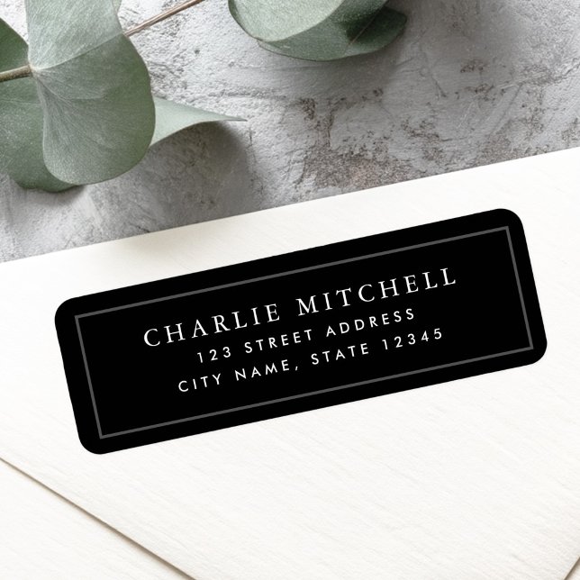 Elegante schwarze Rücksendeadresse (Elegant black return address label)