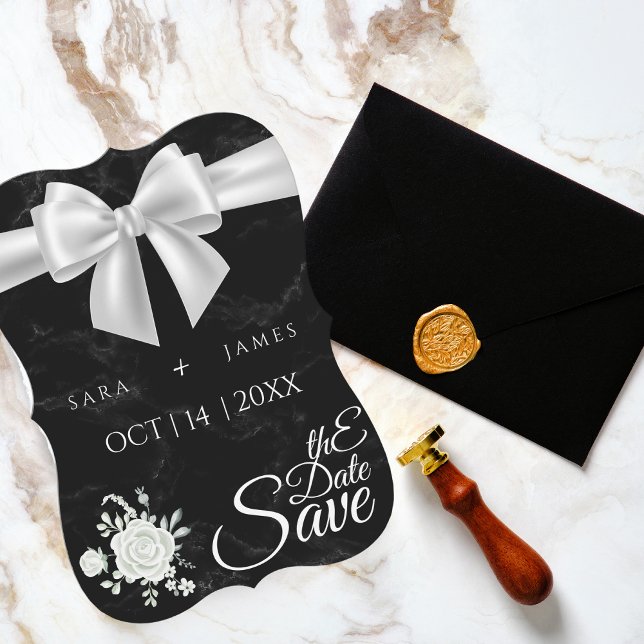 Elegante Schwarze Save the Date Karte (Von Creator hochgeladen)