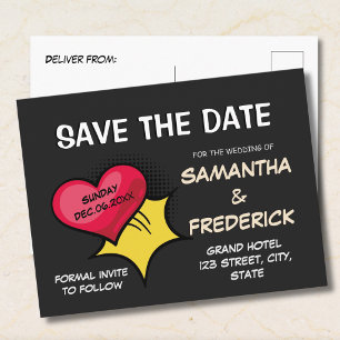 Elegante schwarze Save-the-Date-Postkarte   Modern Postkarte