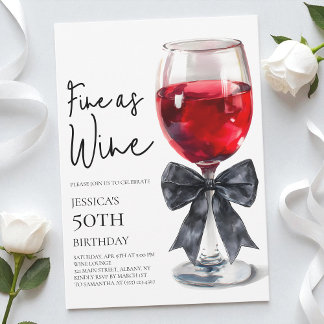 Elegante schwarze Schleife, so fein wie Wein, 50. Einladung