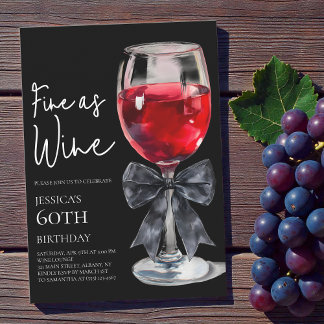 Elegante schwarze Schleife, so fein wie Wein, 60. Einladung