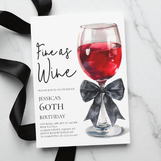 Elegante schwarze Schleife, so fein wie Wein, 60. Einladung