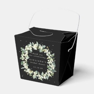 Elegante schwarze Schneebeer- und Eukalyptus-Braut Geschenkschachtel
