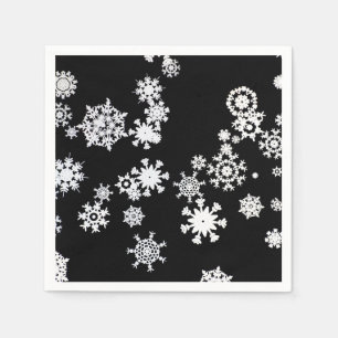 Elegante Schwarze Schneeflocken Weihnachten Serviette