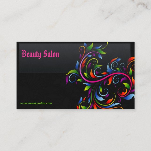 Elegante schwarze Schönheits-Salon-Visitenkarte Visitenkarte (Vorderseite)