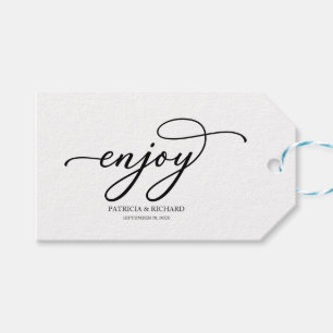 Elegante schwarze Schrift genießen Hochzeit Gesche Geschenkanhänger