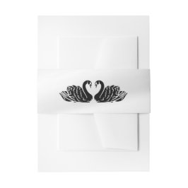 Elegante Schwarze Schwäne Hochzeit Einladungsbanderole
