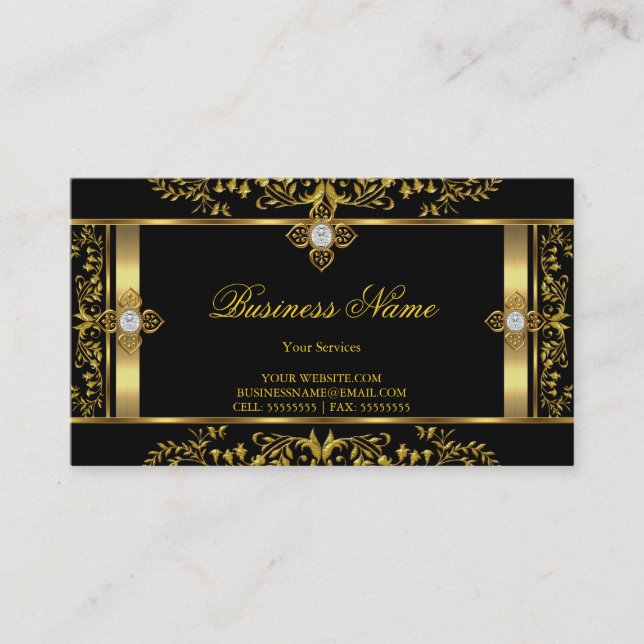 Elegante schwarze schwarze Visitenkarte aus Gold (Vorderseite)